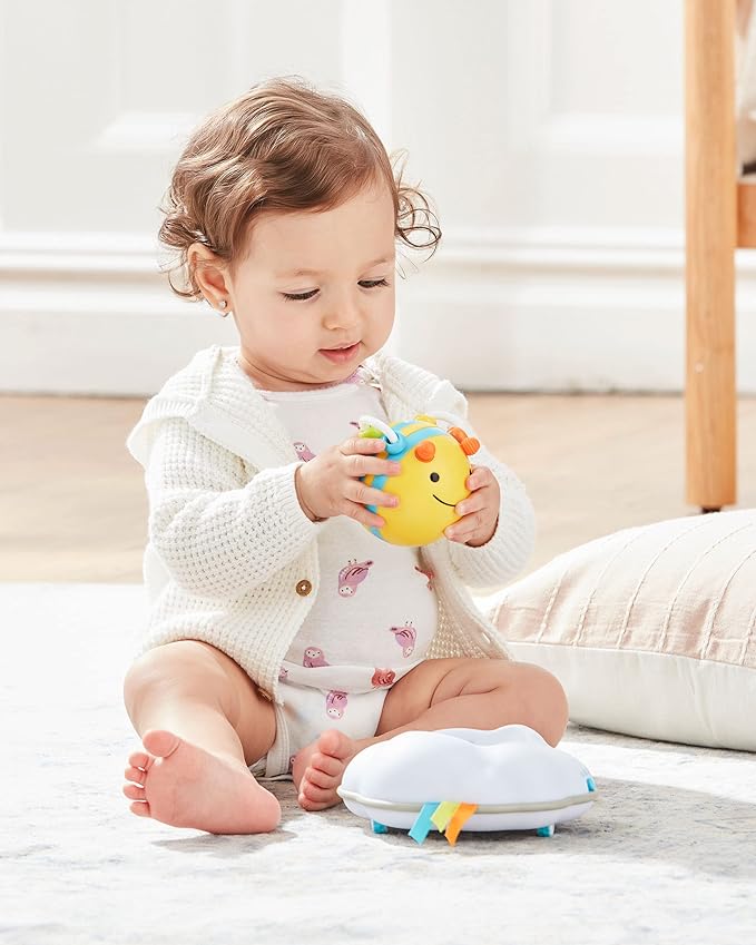 Skip Hop Baby Follow-Me Bee Tummy Time Crawl Toy 3-Stage Infant Sensory Development with Lights Sounds and Music Explore & More Age 5m+