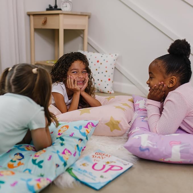 Wildkin Kids Microfiber Floor Lounger – Travel-Friendly, Sleepovers, Pillow Not Included - Wildflower Bloom