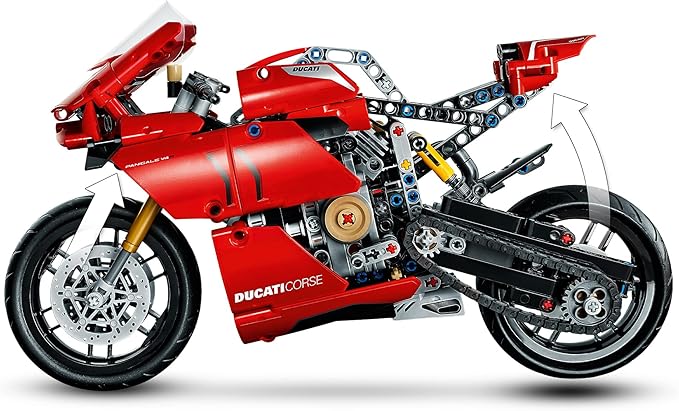 LEGO 42107 Technic Ducati Panigale V4 R Motorbike, Collectible Superbike Display Model Building Kit with Gearbox and Working Suspension, Gift Idea, 10 year +