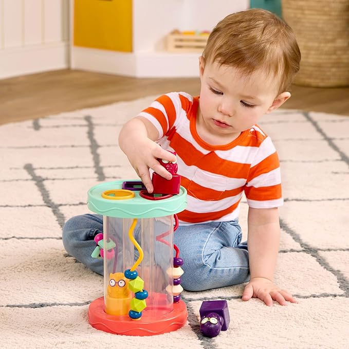 B. toys- B. baby – Baby Shape Sorter – Sorting Toy with 3 Owls – Colorful Shapes, Bead Maze & Fun Sounds – Developmental & Educational Game for Babies & Toddlers –Hooty-Hoo - 10 Months +