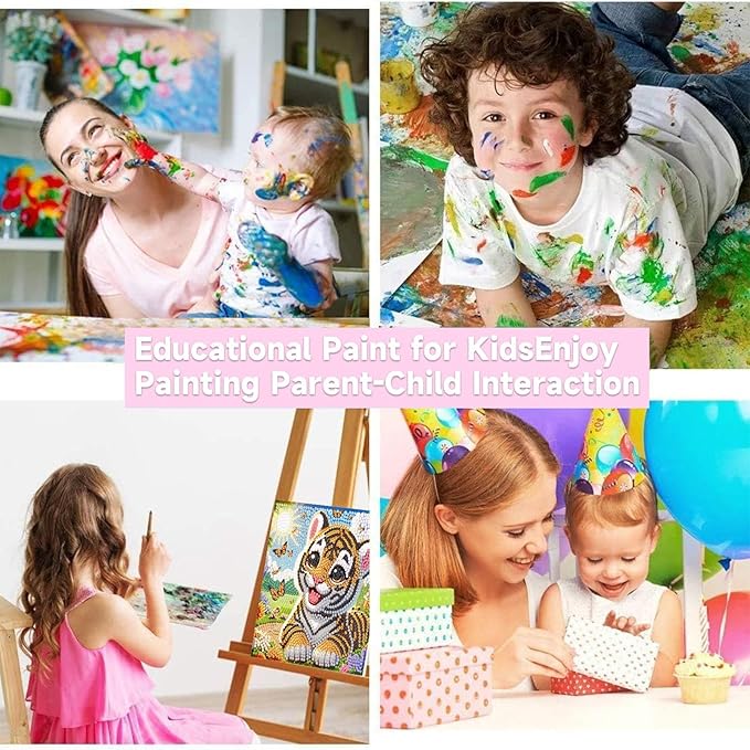 Tiger Diamond Art Painting Kits with Frame- Animal Gem Painting Kit with Frame, Cute Diamond Painting for Wall Decoration 7X7 Inch