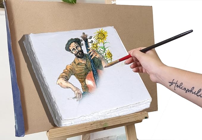 50 Pack Cotton Watercolor Paper with Deckle Edge 200 GSM Rough Textured Watercolor Paper for Writing (Off White, 9 x 12)