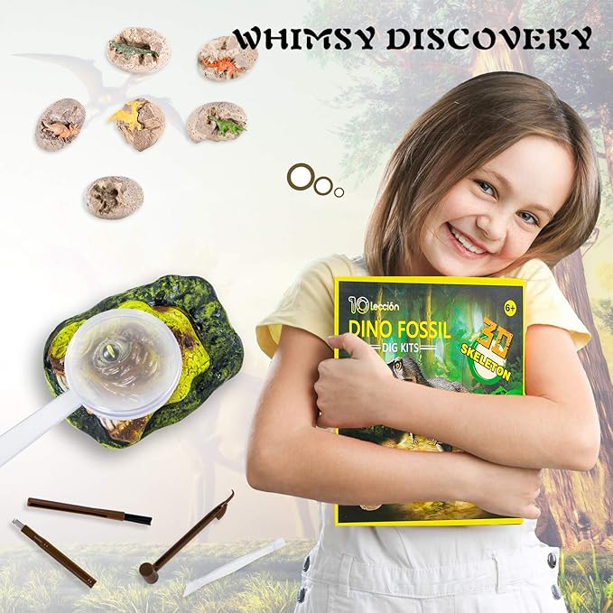 Dinosaur Fossil Digging Kit for Kids, Dinosaur Eggs Excavation Dig Kit, Dinosaur Toys for Kids 5-7 8-12, Great Birthday for Boys and Girls