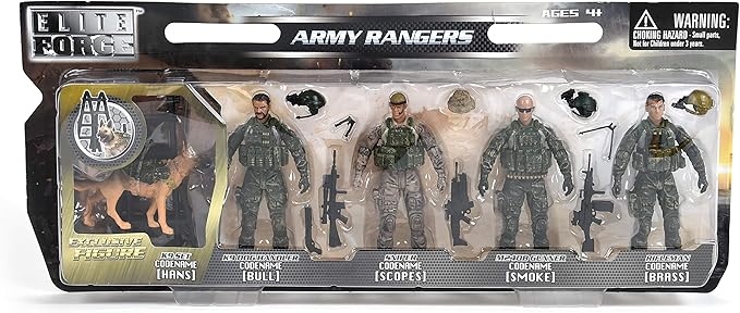 Sunny Days Entertainment Elite Force Army Ranger Action Figures – 5 Pack Military Toy Soldiers Playset | Realistic Gear and Accessories