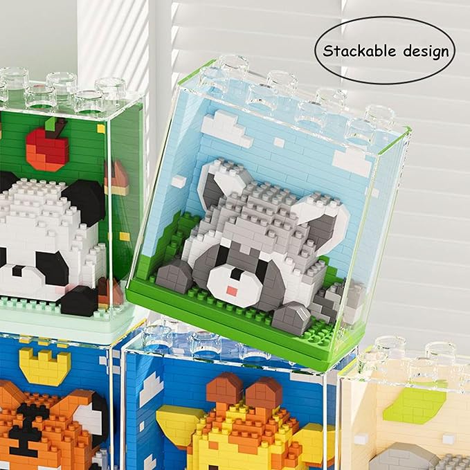 Mini Animals Building Blocks Set,with Pig, Tiger,Panda,Capybara,4Pack Kit Birthday Party Favor Gifts Toys for Ages 8-13 ﻿ (Block Zoo C 1285PCS)