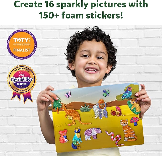 Skillmatics Art & Craft Activity - Foil Fun Animals Mega Pack, No Mess Art for Kids, Craft Kits & Supplies, DIY Creative Activity, Gifts for Boys & Girls Ages 4, 5, 6, 7, 8, 9, Travel Toys