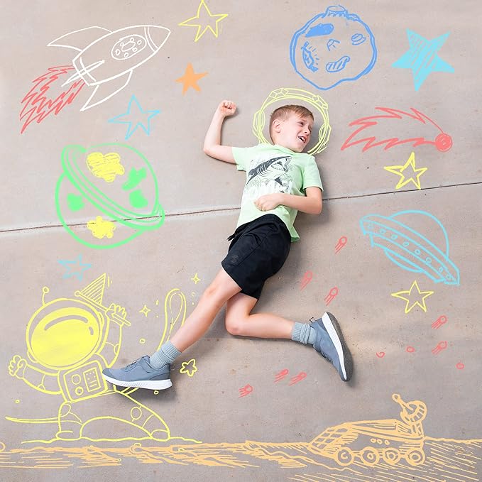 JOYIN 120 PCS Sidewalk Chalks for Kids Giant Box Non-toxic Jumbo Colored Washable Sidewalk Chalk for Toddlers in 10 Colors
