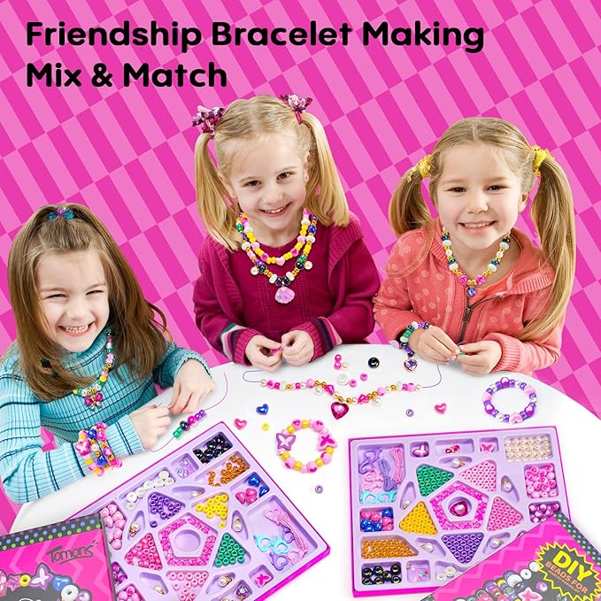 Tomons Charm Bracelet Making Kit for Girls,Crafts for Girls,Jewelry Making Kit Gifts for Girls 6-12 Years Old,Birthday Gift Ideas & Kids Toys Ages 6,7,8,9,10