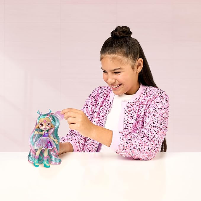 Magic Mixies Pixlings Deluxe Pack, Deerlee The Deer, Shimmer Reveal, Create & Mix Potion That Magically Reveals 6.5" Pixling Doll Inside Potion Bottle - Exclusive Mini Mixies & 6 Hair Accessories
