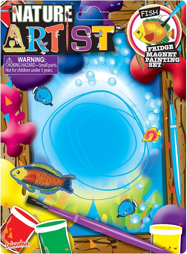 Nature Artist - Fish from Deluxebase. Fridge Magnet Painting Set and Colorful Arts and Crafts for Kids, Great for Animal Party Favors and Creative Toys.