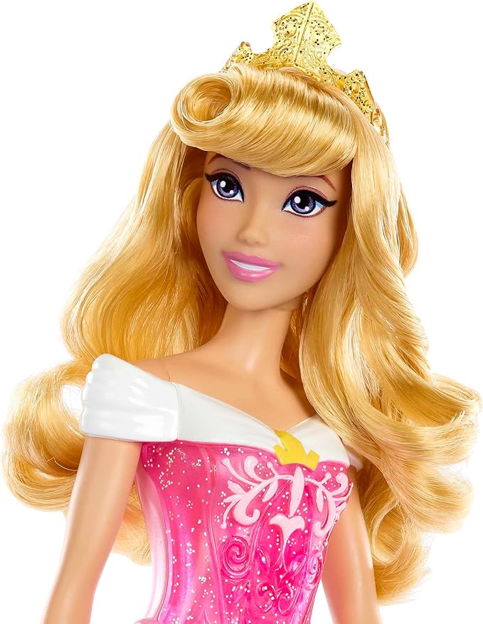 Mattel Disney Princess Toys, Aurora Fashion Doll, Sparkling Look with Blonde Hair, Purple Eyes & Tiara Accessory, Inspired by the Sleeping Beauty Movie
