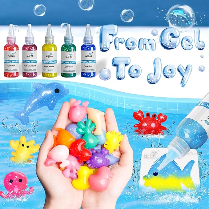 Magic Water Elf Toy Kit, Aqua Fairy Water Gel Kit with 20 Magic Gels, 10 Sea Creature Molds. Christmas Gifts, Birthday Gifts, Party Favors, Arts & Crafts DIY STEM for Kids(20 Colors)