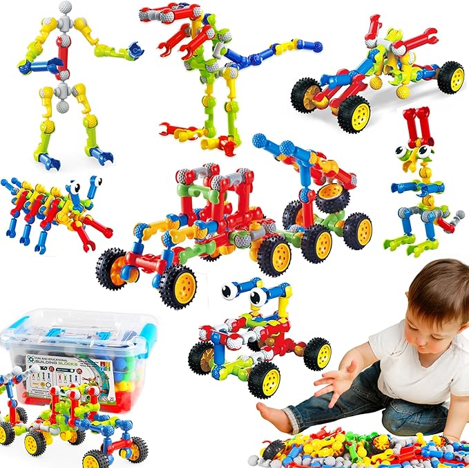 STEM Building Toys for 3 4 5 6 7 8 Year Old Boys Girls, 125 Pcs Stem Toys for 5 Year Old Building Blocks Educational STEM Kit Learning Creative Toys for 3-5 4-8 5-7 6-8 Kids, Birthday Gifts for Kids