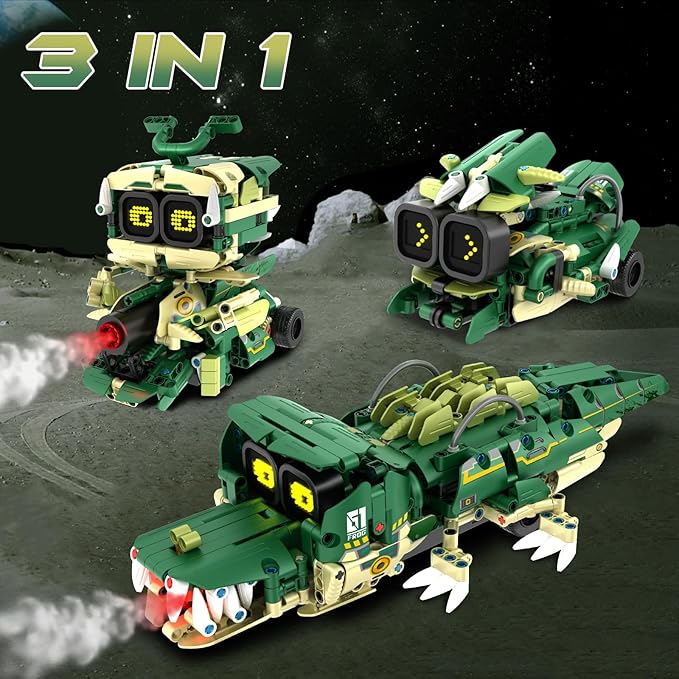 STEM Building Toys for Kids 6-14, Remote & APP Controlled 3in1 STEM Robot Building Kit for Kids with Music Spray, 513 Pcs Building Blocks Set Birthday Xmas Gift Ideas for Boys Girls