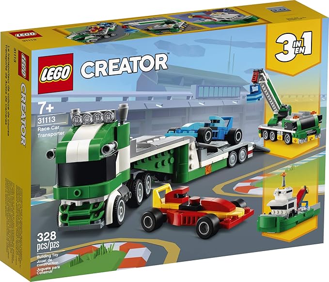 LEGO Creator 3in1 Race Car Transporter 31113 Building Kit; Makes a Great Gift for Kids Who Love Fun Toys and Creative Building, New 2021 (328 Pieces)
