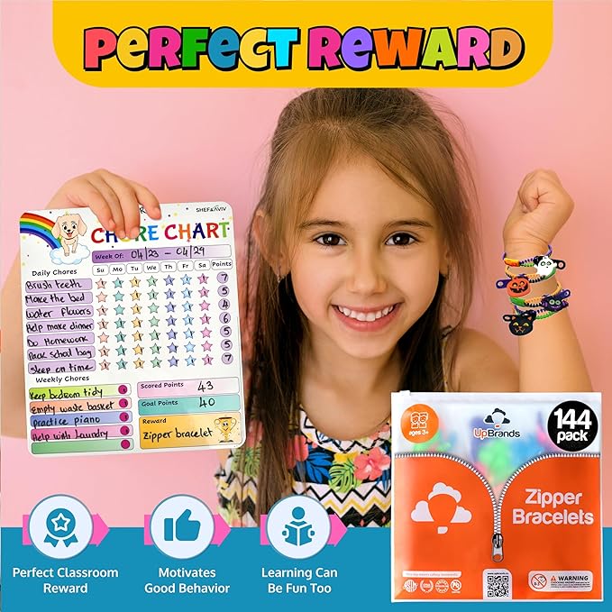 UpBrands 144-Pack Halloween Fidget Zipper Bracelets Bulk - Exciting Sensory Toys for Kids & Adults, Perfect for Fun Halloween Goodie Bags Stuffers and Party Favors Kit