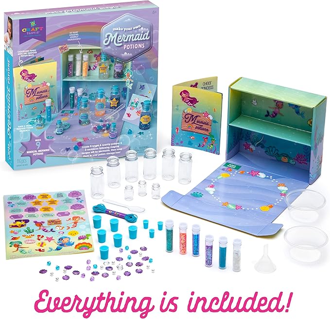 Craft-tastic –Mermaid Potion Kits for Kids – Glitter for Crafts, Arts and Crafts for Kids, Mermaid Accessories, Mermaid Toys, Mix Up Some Mermaid Magic, Easy Storage, Ages 6+