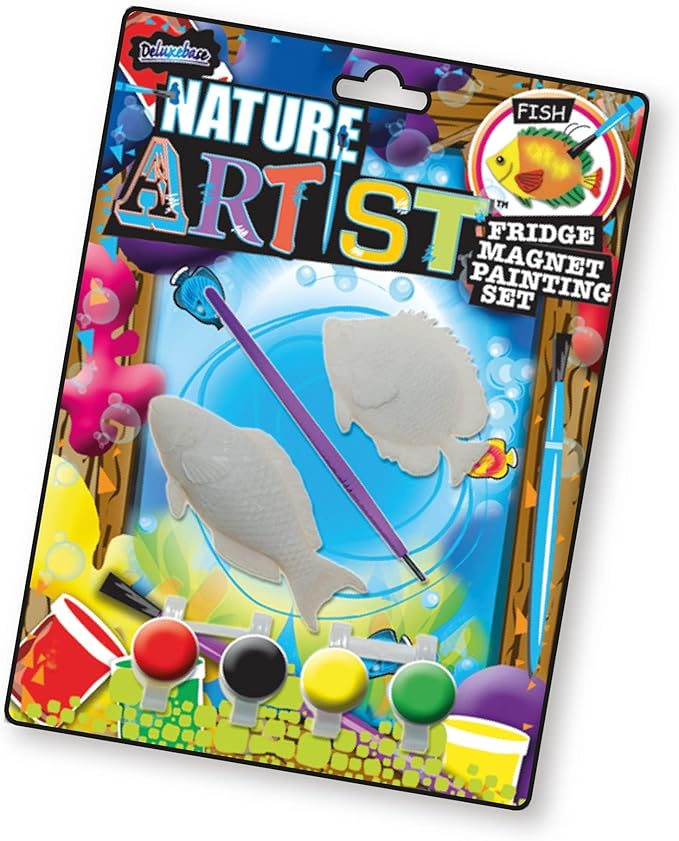 Nature Artist - Fish from Deluxebase. Fridge Magnet Painting Set and Colorful Arts and Crafts for Kids, Great for Animal Party Favors and Creative Toys.