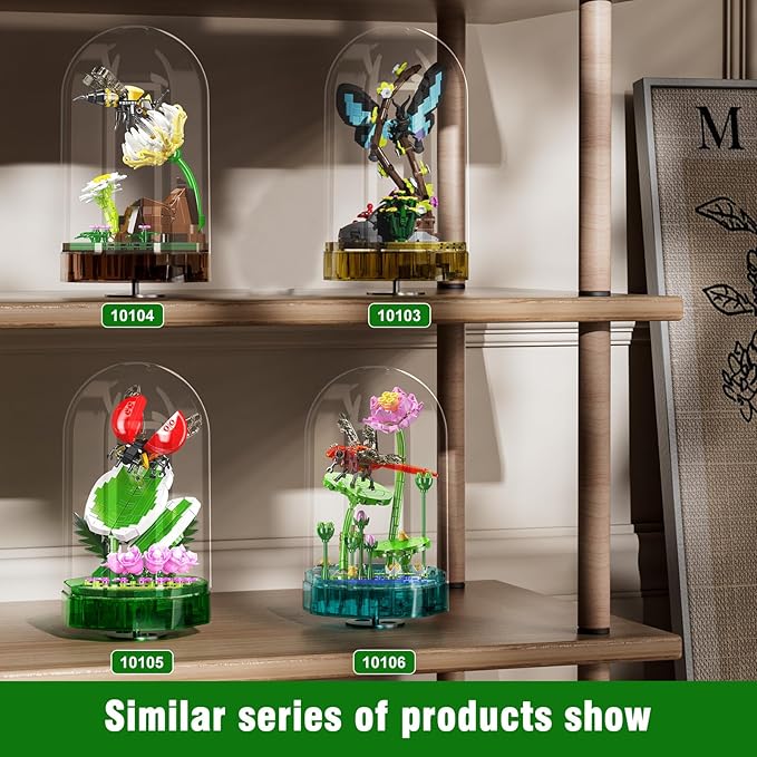 Mould King Butterfly Insect Building Block Set, Creative Flower Bug Kits Toys with Music Display Box, Collection DIY Office Home Decor for Adutls Kids Girls 8+, 10103
