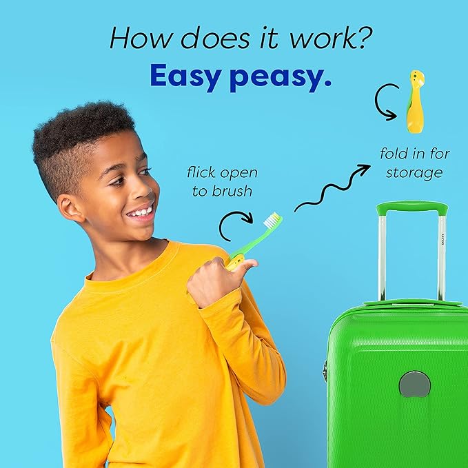 Kids Travel Toothbrush, Soft Toddler Toothbrush, Child Travel Toothbrush Gentle Bristles For Home, School, Camp, Sleepovers, Kids Folding Toothbrush Handles For Tiny Hands Boys and Girls (3 Pack)