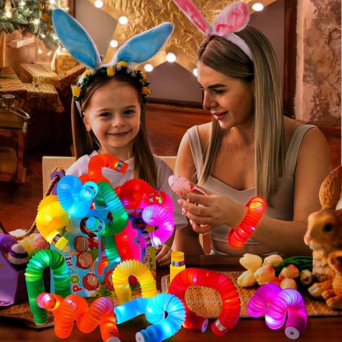 SCIONE 6 PCS Light up Party Favors Supplies for Kids 4-8-12, Bulk Glow Sticks Bracelet Necklace Accessories for Neon Birthday Return Gifts Treats, Valentines Goodie Bag Stuffer Fillers
