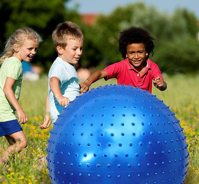 Large Sensory Massage Ball for Kids, 33.5" 85CM Bouncy Exercise Ball, Big Inflatable Ball with Tactile Spikes, Outdoor Ball Pool Ball Yoga Ball, Large Beach Ball (1 SET GREY BALL)