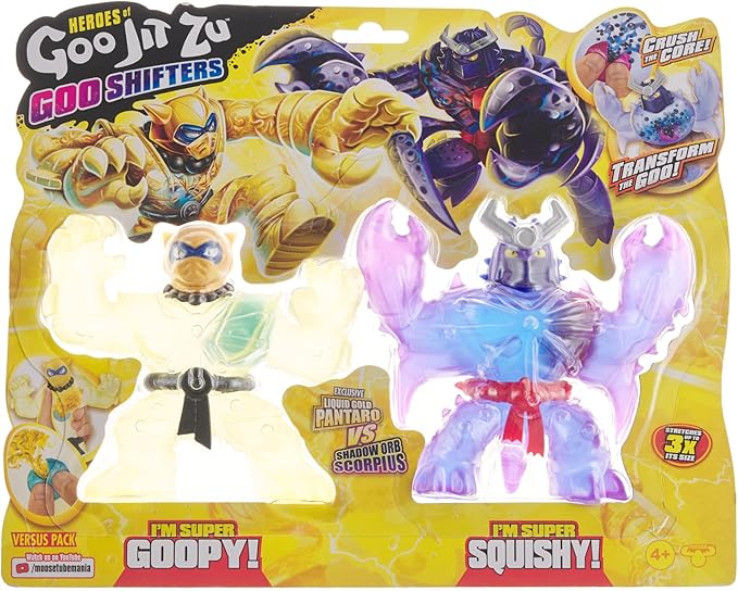Heroes of Goo Jit Zu Goo Shifters Liquid Gold Pantaro VS Shadow Orb Scorpius Versus Pack, Two Stretchy, Squishy Goo Filled Toys with a Unique Goo Transformation., Multicolor