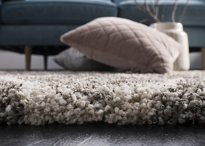 SAFAVIEH Hudson Shag Collection 5' Square Grey/Ivory SGH280B Moroccan Ogee Trellis Non-Shedding Living Room Bedroom Dining Room Entryway Plush 2-inch Thick Area Rug