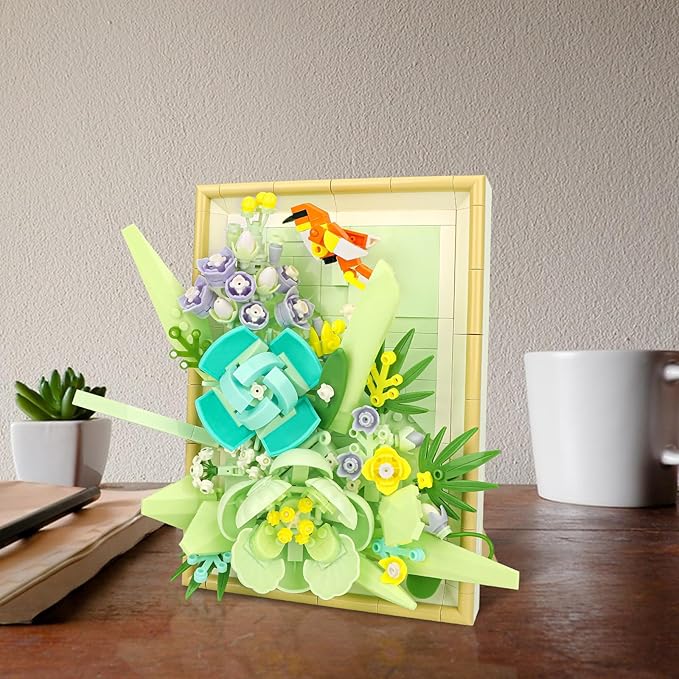 Flowers Building Set for Adults, Compatible with Lego Flowers Roses Plants Picture Frame, Botanical Collection Wall Art Home Office Decor, Ideas Gift Building Toy for Boys Girls (683 PCS)