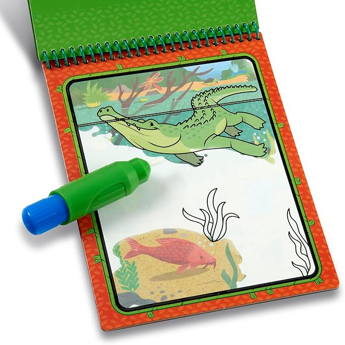 Melissa & Doug On The Go Water Wow! Reusable Water-Reveal Coloring Activity Pad – Jungle - Party Favors, Stocking Stuffers, Travel Toys For Toddlers, Mess Free Coloring Books For Kids Ages 3+