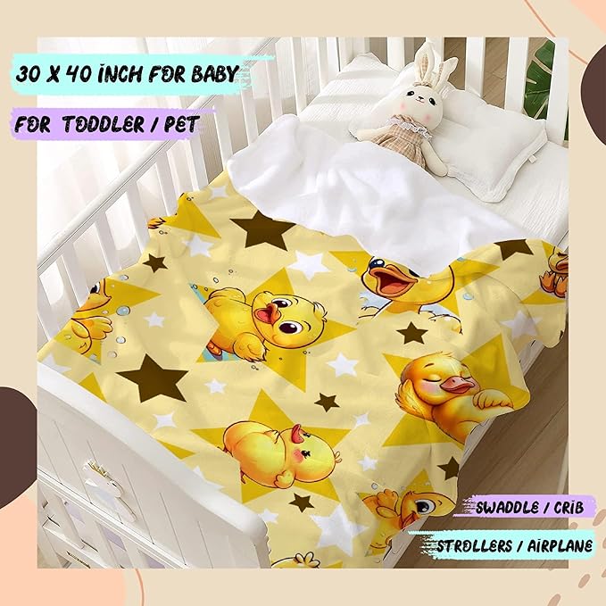 Aparajita Yellow Star Ducks Adult Duck Blanket Kids Funny Blanket Suitable for Bedroom Bed Sofa Crib Couch Chair Outdoor All Season Items That Yellow Duck Lovers Will Love 80"x60"for Adult