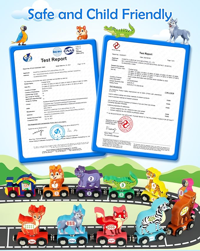 Vanmor Wooden Train Set for Toddlers, Magnetic Animal Number Train Toys for Ages3-5, Toddler Learning Toys, Fine Motor Skills Educational Toys, Preschool Activities, Toddler Boy Girl Gifts