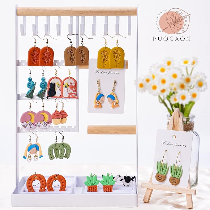 Puocaon Clay Earring Cutters - 12 Shapes Plant Pot Clay Cutters for Polymer Clay Jewelry Making, Watering Can Polymer Clay Cutters for Earrings Making, Boho Cactus Polymer Clay Cutters for Earrings