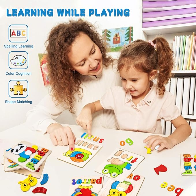 Toddler Puzzles,Wooden Puzzles for Todder 1 2 3 Years Old Boys Girls Eco Friendly Wooden Toys Educational Preschool Gift for Kids(6 Pack)