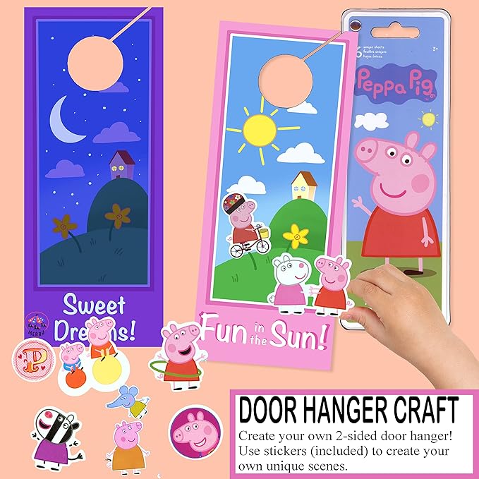 Peppa Stickers Activity Set - Bundle Includes Peppa Pig Stickers Flip Pack, Peppa Reward Stickers, and 2-Sided Door Hanger (Peppa Sticker Activity)