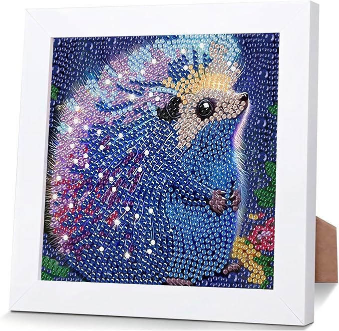Reivworl Diamond Art Kits for Kids, Hedgehog Diamond Art for Kids Ages 8-12, Hedgehog Diamond Painting Kits for Kids for Home Wall Decor (8x8Inch)