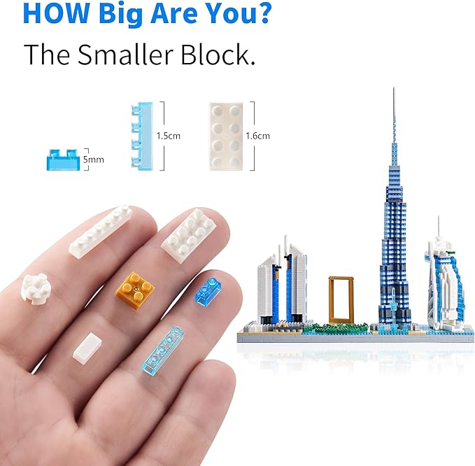 World Famous Landmarks Architecture Skylines Series Dubai Skyline Micro Building Blocks Set for Adult and Children Age of 14+ Assembly Construction 3D Toy Present Kit 2545 pcs