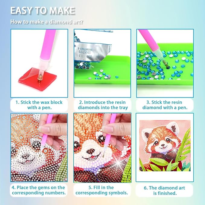 KYOQFVN 4 Pack Cartoon Diamond Art Kits - Arts and Crafts, 5D Full Drill Gem Art Mini Diamond Art Painting Wall Decor 6x6 Inch