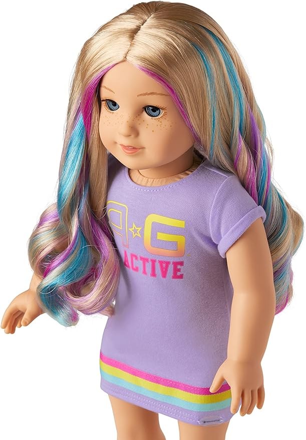 American Girl Truly Me 18-inch Doll #110 with Blue Eyes, Blonde Hair w/Highlights, Light Skin, T-shirt Dress, For Ages 6+