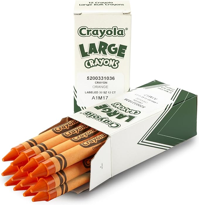 Crayola Large Crayons, Orange, Art Tools for Kids, 12 Count