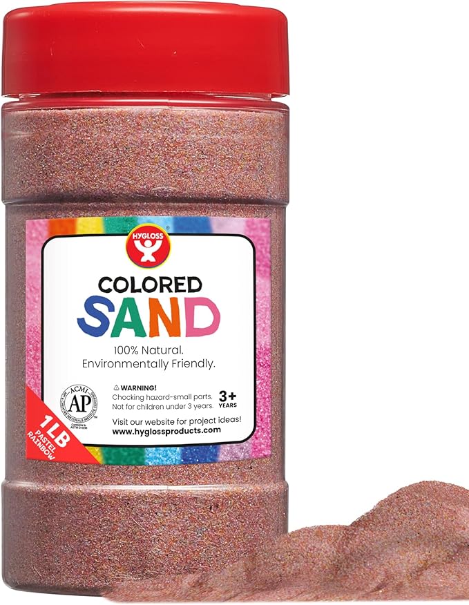 Hygloss Products Colored Play Sand - Assorted Colorful Craft Art Bucket O' Sand, Pastel Rainbow, 1 lb