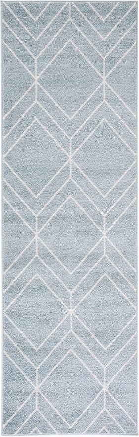 SAFAVIEH Adirondack Collection Runner Rug - 2'6" x 10', Blue & Ivory, Modern Geometric Design, Non-Shedding & Easy Care, Ideal for High Traffic Areas in Living Room, Bedroom (ADR241M)