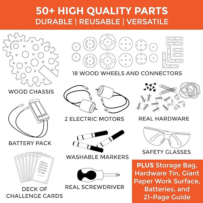 Robotics Engineering Kit | Designed by Scientists in USA | 50+ Parts | 10+ STEM Projects For Kids 8-12 | Learn Electronics, Science | Grow Creativity, Grit | Great DIY Inventor Toy Gift