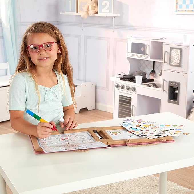 Melissa & Doug Natural Play: Play, Draw, Create Reusable Drawing & Magnet Kit – Princesses (54 Magnets, 5 Dry-Erase Markers) - FSC Certified