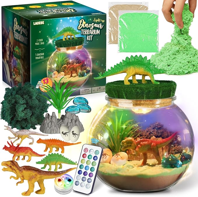 Dinosaur Gifts for Boys - Dinosaur Terrarium Kit for Kids - Birthday Gift for Boys Ages 4 5 6 7 8-12 Year Old - DIY Dinosaur Toys for Boys - Arts and Crafts Kit for Kids-Gifts for Boys