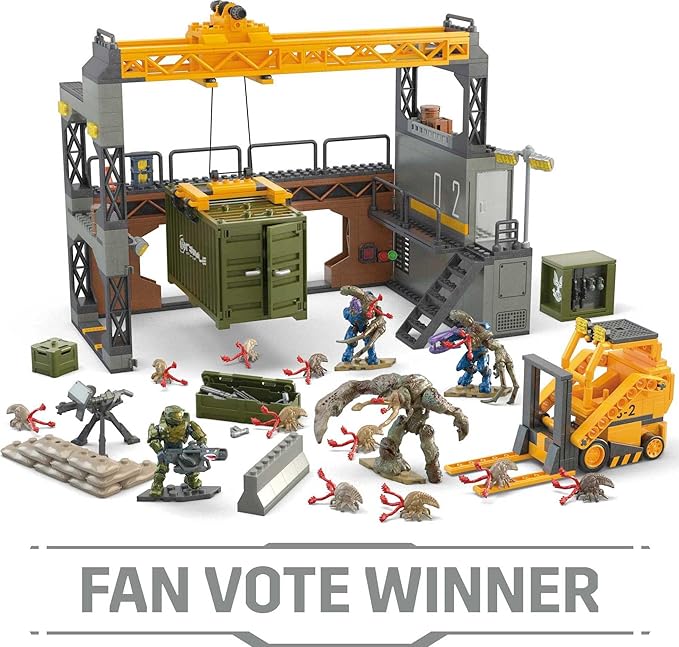 Mega Halo Infinite Building Toys Set, Floodgate Firefight with 634 Pieces, 4 Micro Action Figures, Poseable Articulation, Accessories, Kids or Adult