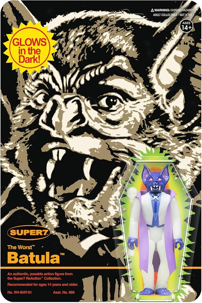 Super7 The Worst Batula (Monster Glow) - 3.75" The Worst Action Figure Collectibles and Retro Toys