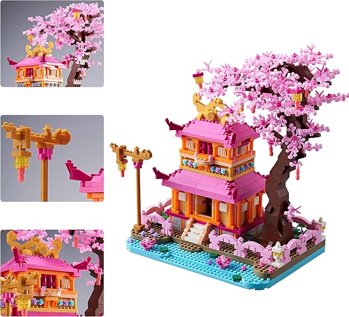 Architecture Dream Flower Building Block,Japan Sakura Tree House Construction Set,1810 PCS for Adults and Teens,Mirco Blocks Model Set,Creator Blocks,Mini DIY STEM Toys,Assembly Toys