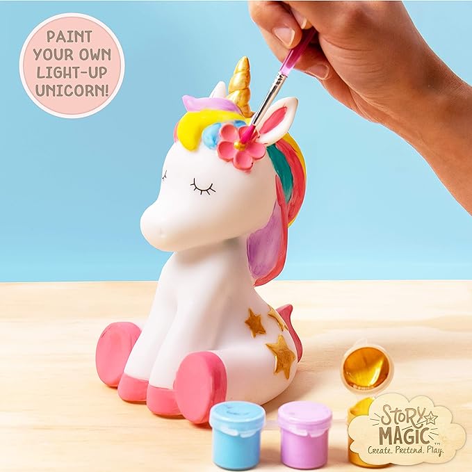 Story Magic Paint Your Own Light-Up Unicorn by Horizon Group USA, Paintable, Batteries Required, Color-Change, LED Night Light