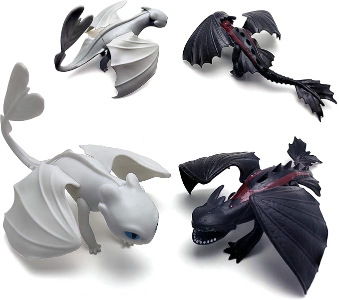 Toysvill Dragons & Vikings Action Figures | Light Fury, Night Fury, Deathgripper, Monstrous Nightmare, Deadly Nadder, Hiccup, Astrid Hofferson, Snotlout Jorgenson | Set of 8 Pcs